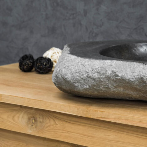 Vasque à poser en galet de riviere 40-45 cm porte savon