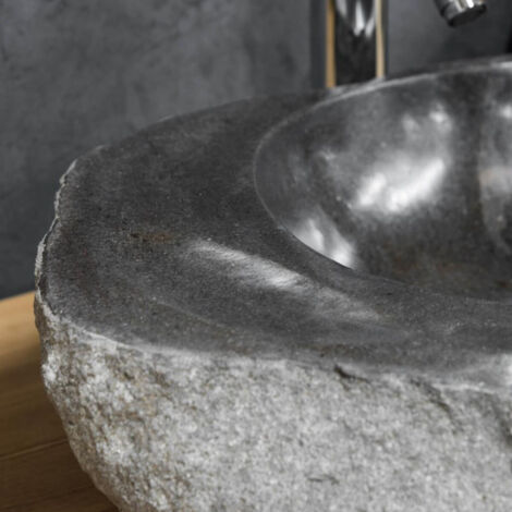 Vasque à poser en galet de riviere 40-45 cm porte savon