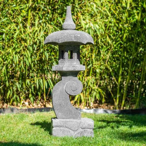 Lanterne japonaise pagode en pierre de lave 70 cm