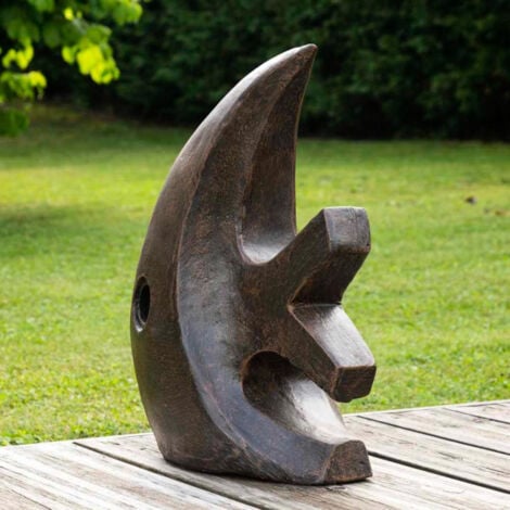 Déco moderne jardin statue poisson petit modèle brun 50cm