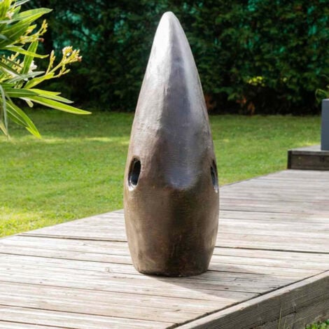 Statue design de jardin poisson 78 cm brun