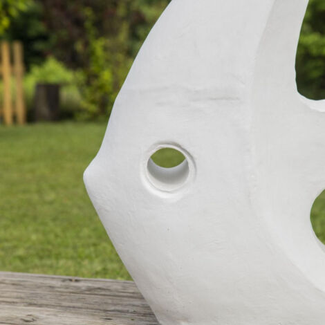 Sculpture design grand poisson blanc 100 cm