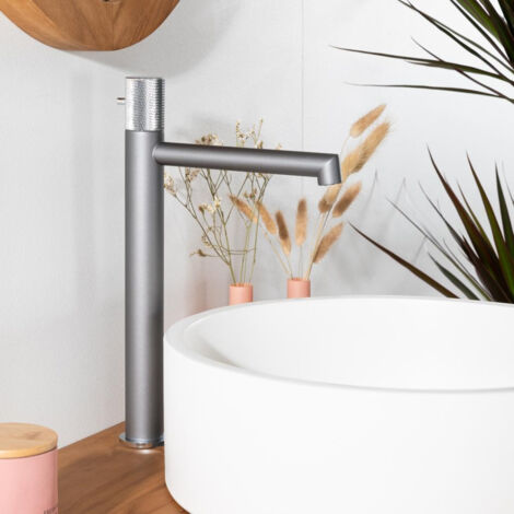 Mitigeur progressif pour vasque Irminio gris et chromé (1/5)