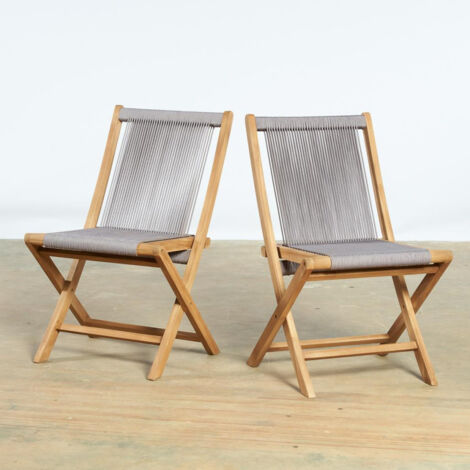 GOPLUS Lot De 2 Chaises Jardins Bois D'Acacia-64x57x90CM Charge 160KG