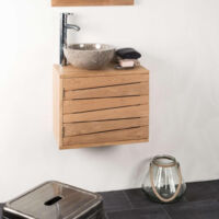 Wanda Collection – Meuble bas de salle de bain suspendu en teck – Dimensions 50x30 cm – Résistant à l'humidité – Pour petits espaces