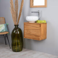 Wanda Collection – Meuble bas de salle de bain suspendu en teck 40cm – Dimensions 40x30x30cm – Pour espaces réduits – Conception traditionnelle