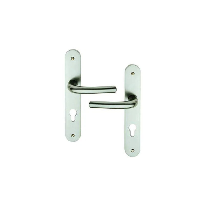 Conjunto de la manija de la puerta, en la placa del cilindro, de plata de aluminio
