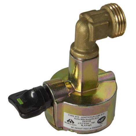 Grifo adaptador para bombona de gas para válvula de conexión de 27 mm de diámetro