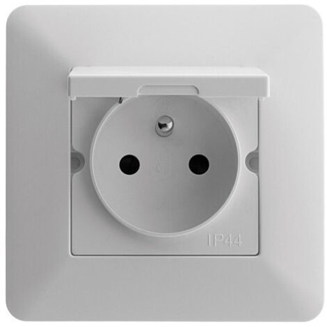 Toma bipolar + toma de tierra, IP44, modelo ARTEZO, blanco.