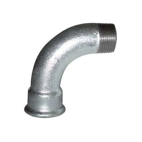 Codo maleable de 90°, 40x49, galva macho hembra, radio grande