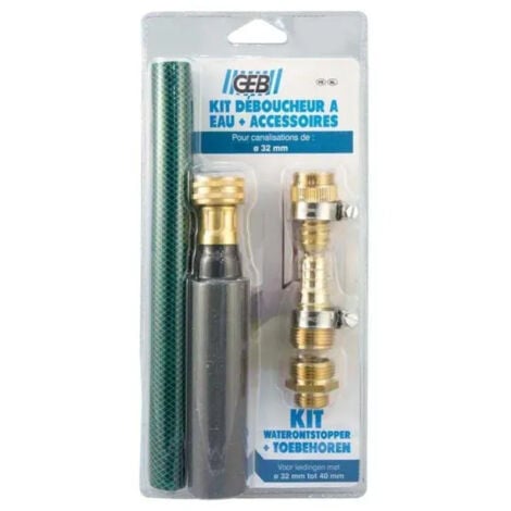 Kit desatascador de agua GEB de 32 a 40 mm con accesorios