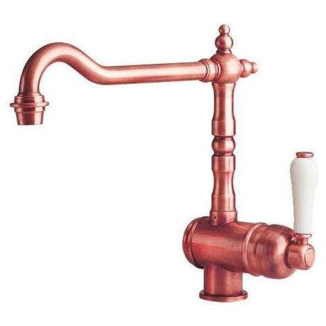 Mezclador de fregadero retro, caño estilo cobre antiguo (1/2)