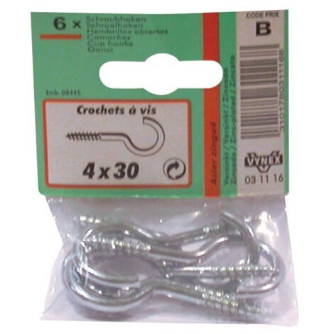 Gancho galvanizado Vynex 4x30 mm 6 piezas (1/2)