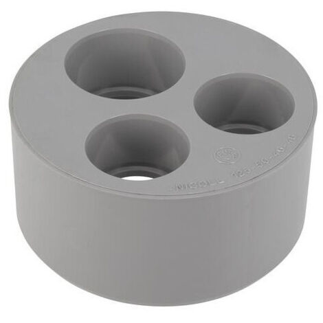 Enchufe reductor de PVC incorporado de 125 mm macho, 50/40/40 mm hembra. (1/4)