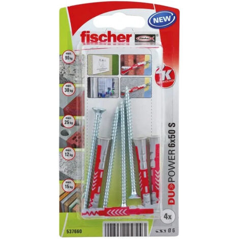 Tacos DUOPOWER 6x50 con tornillo 4,5x70, 10 piezas