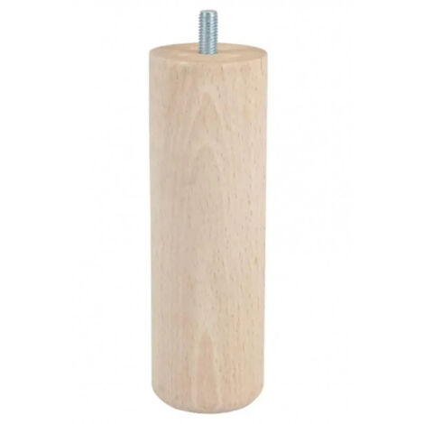 Soporte de cama cilíndrico M8 en haya natural, altura 150 mm, diámetro 50 mm
