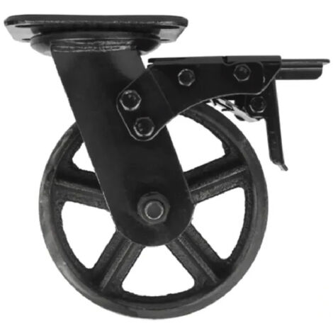 Rueda de carro con freno MINE'NOIR D.150 con base giratoria, altura 195 mm