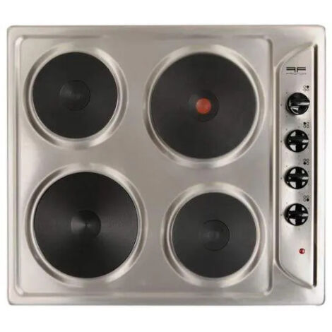 Placa de cocción eléctrica, 4 quemadores, acero inoxidable, 580x510 mm