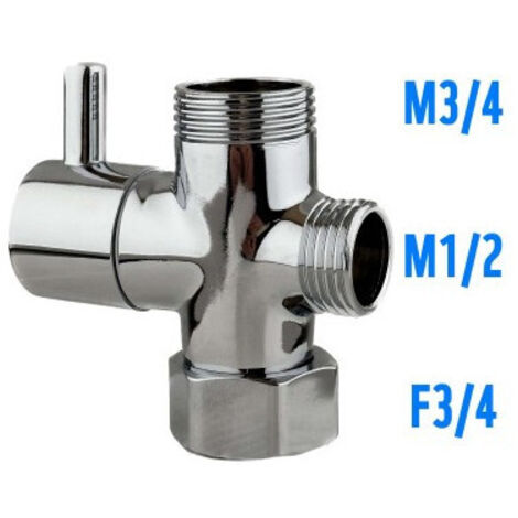 Válvula inversora para columna de ducha de latón cromado, 9 litros / minuto