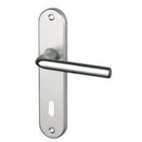 Conjunto de la manija de la puerta con la placa del agujero de la llave, aluminio plateado.