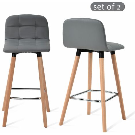 Bar Stools Set Of 2 With Back Rest Faux, Wood Kitchen Counter Stools With Backs