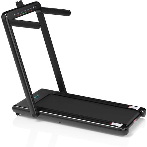 Electric Folding Treadmill, 2-in-1 Indoor Walking Running Machine 2.25 HP with remote control and LED display, Black