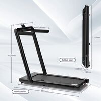 Electric Folding Treadmill, 2-in-1 Indoor Walking Running Machine 2.25 HP with remote control and LED display, Black