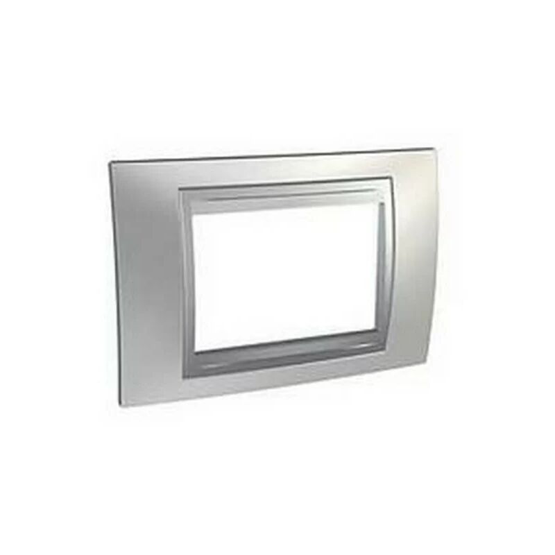 Schneider MGU66.103.038 - Unica Top Chrome Satiné liseré Alu Plaque de finition 3 Modules horizontal