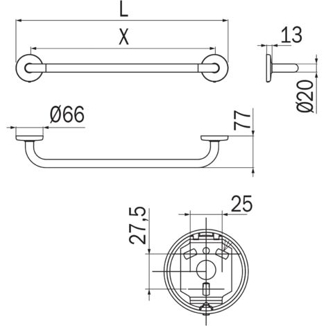 Barre Porte-serviettes Inda A0494B Métal 450mm – Neuf, Design Hôtel Pour Salle De Bain
