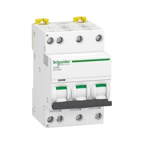 disjoncteur - schneider acti9 idt40n - 4 pôles - 10a - courbe c - 10 ka - schneider electric a9p24710