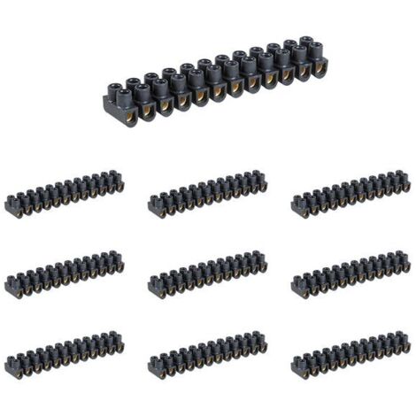Eur'ohm 70001 Lot de 10 Barrettes de connexion laiton en polypropylène (capacité : 2,5-4mm²) (1/2)
