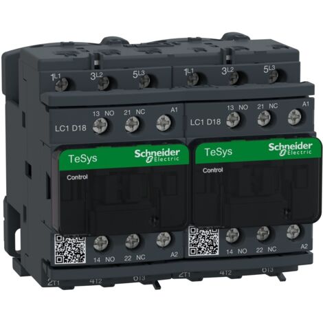 Schneider Electric – Contacteur inverseur 230V – LC2D18P7 – 7,5kW/400V 10HP/460V – Fréquence 50/60Hz – Pour applications industrielles