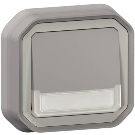 Legrand 069824L Poussoir NO-NF lumineux porte-étiquette avec voyant étanche Plexo 10A IP55 IK08 (1/4)