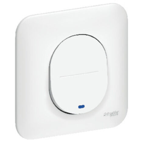 Schneider Electric – Interrupteur simple lumineux avec plaque – Pour installation électrique – Compatible avec Ovalis – Blanc (1/6)