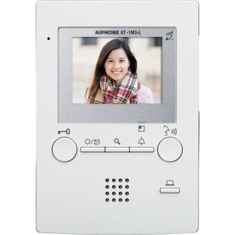 Aiphone – Moniteur mains libres 3,5'' GT1M3L – Zoom 1 zone – Boucle magnétique pour malentendants – Installation murale – Écran LCD grand angle 170°