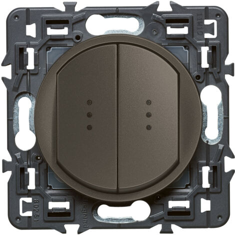 Legrand 099524 Double interrupteur ou va-et-vient lumineux (voyant fourni)Céliane Soft Graphite (1/2)