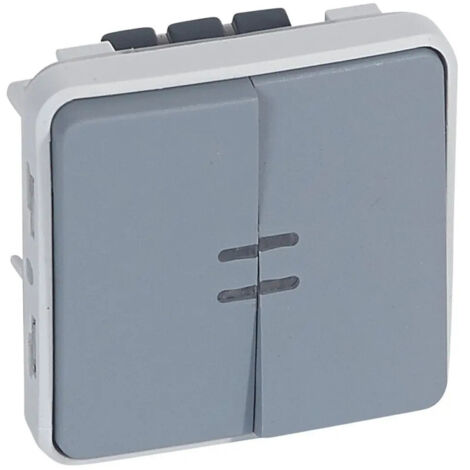 Legrand 069519 Interrupteur ou va et vient + poussoir inverseur lumineux Plexo composable gris (1/2)