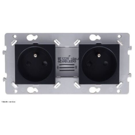 Hager WE122A Prise double Essensya 2P+T Pré cablées Anthracite