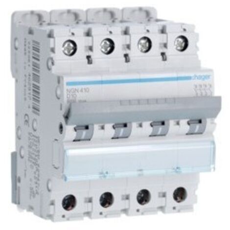 Hager NGN410 Disjoncteur 4P 6/10kA D-10A 4M