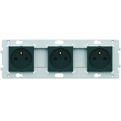 Hager WE123A Prise triple 2p+t anthracite (1/2)