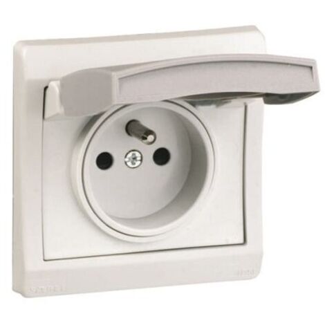 Schneider Electric – Prise de courant 2P+T 16A étanche IP44 – Pose encastrable avec clapet – Pour environnements humides – ENN39130