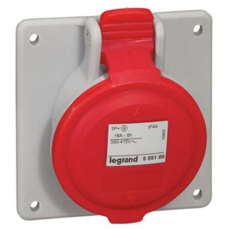 prise tableau 16 ampères 3p+t ip44 rouge - legrand 555188 (1/4)