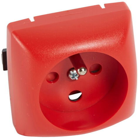 Prise de courant 2P+T à détrompage rouge 16A 250V composable sans cadre pour pose en saillie LEGRAND (1/3)
