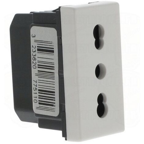 Prise de courant 2P+T 10A ou 16A standard italien Mosaic 1 module blanc LEGRAND 077511