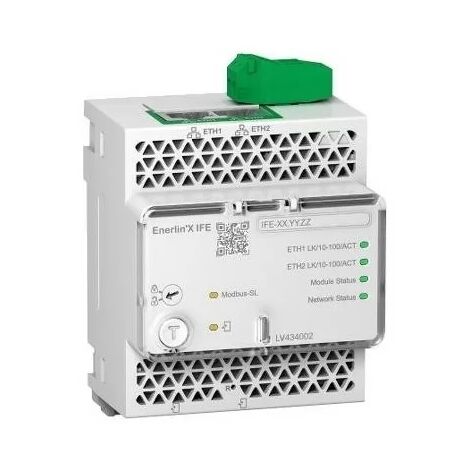 Schneider Electric – Interface Ethernet EnerLin'X IFE pour disjoncteurs Compact et Masterpact – 2 ports RJ45 – Tension 24V DC – Courant 3A – LV434002