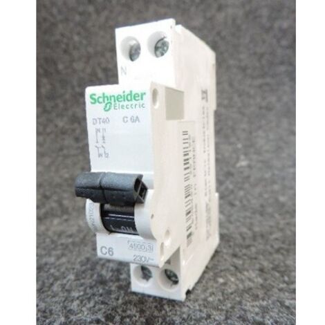 Schneider Electric – Disjoncteur unipolaire 6A – A9N21023 – Courbe C pour protection surcharges et courts-circuits – Type 1P+N (1/3)
