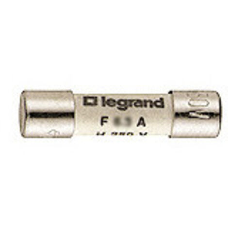 Legrand – Cartouche cylindrique miniature 5 x 20 mm 10 A – Fusible rapide type F – Tension 250 V – Pouvoir de coupure 1500 A – Corps céramique (1/4)