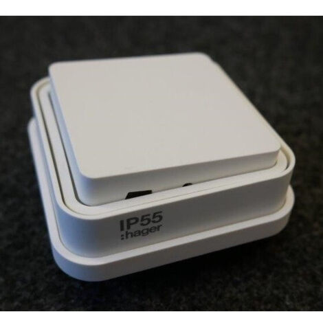 Hager WNE001B Interrupteur va et vient cubyko étanche IP55 blanc pose en encastré (1/2)