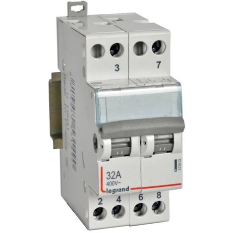 Legrand – Interrupteur modulaire double va-et-vient 250V 32A – Compatible lampes à ballast intégré – Porte-étiquette intégré pour circuits