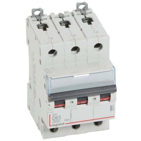 Legrand 408065 Disjoncteur Tripolaire 63a - 3p Courbe D - 6/10ka - à Vis - Dx3
